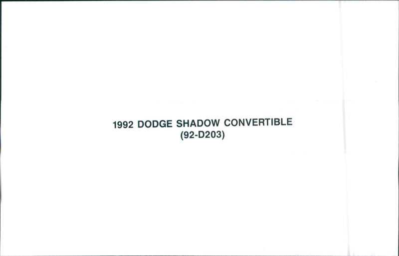 1992 Dodge Shadow Convertible - Vintage Photograph