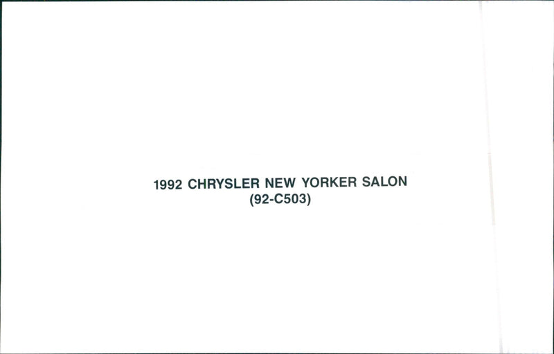 1992 Chrysler New Yorker Saloon - Vintage Photograph