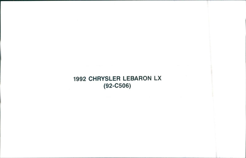 1992 Chrysler Lebaron LX - Vintage Photograph