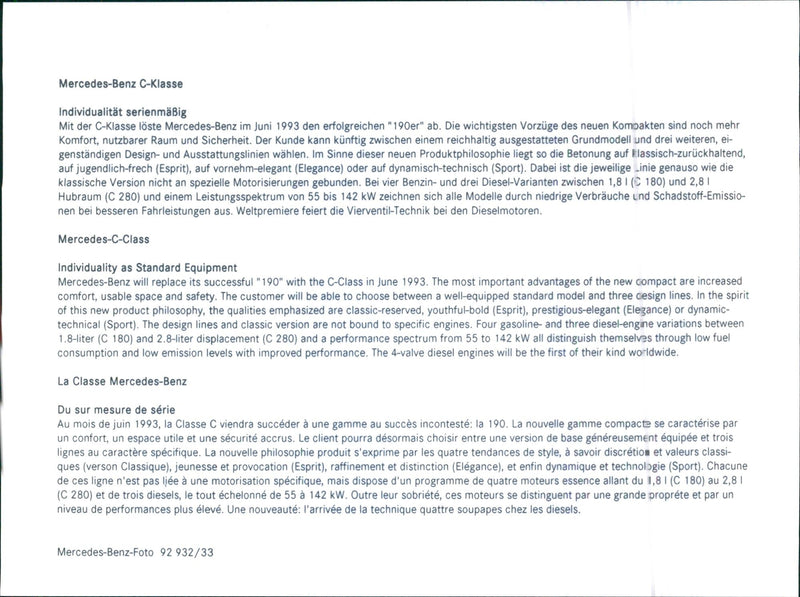 Mercedes Benz C-Class - Vintage Photograph