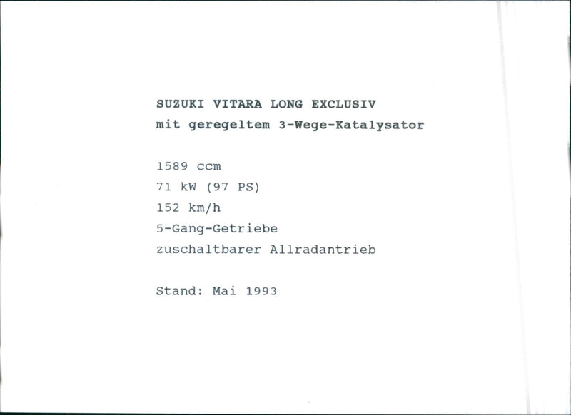 Suzuki Vitara Long Exclusive - Vintage Photograph