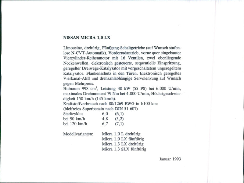 Nissan Micra 1.0 LX - Vintage Photograph