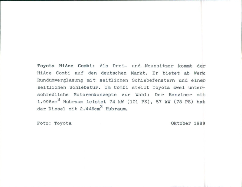 Toyota HiAce Combi - Vintage Photograph