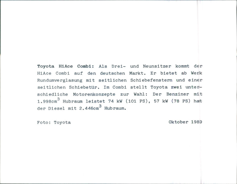 Toyota HiAce Combi - Vintage Photograph