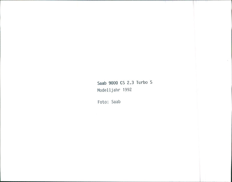 1992 Saab 9000 CS 2.3 Turbo S - Vintage Photograph