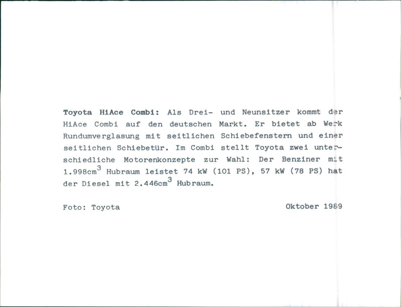 Toyota HiAce Combi - Vintage Photograph