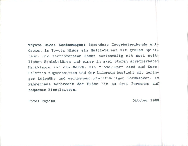 Toyota HiAce - Vintage Photograph