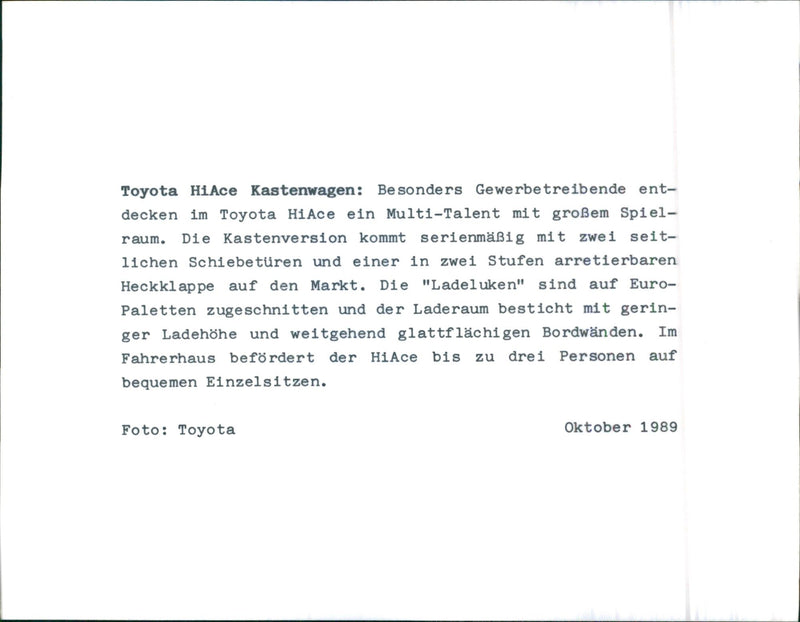 Toyota HiAce - Vintage Photograph