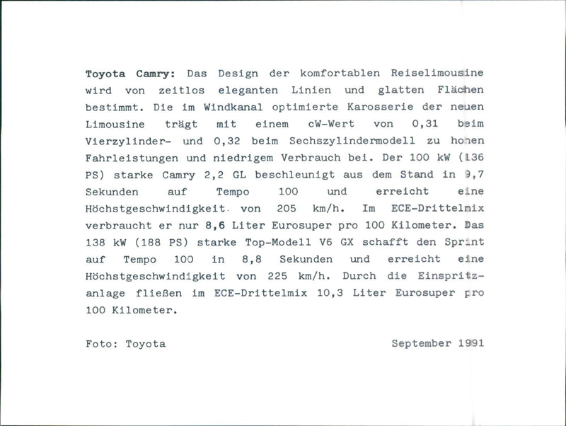 1991 Toyota Camry - Vintage Photograph