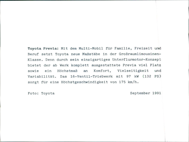 1991 Toyota Previa - Vintage Photograph