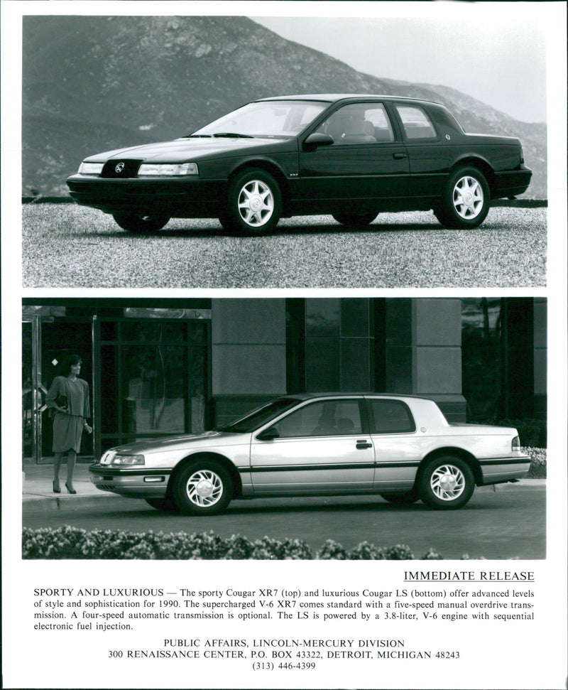 1990 Mercury Cougar XR7 and 1990 Mercury Cougar LS - Vintage Photograph