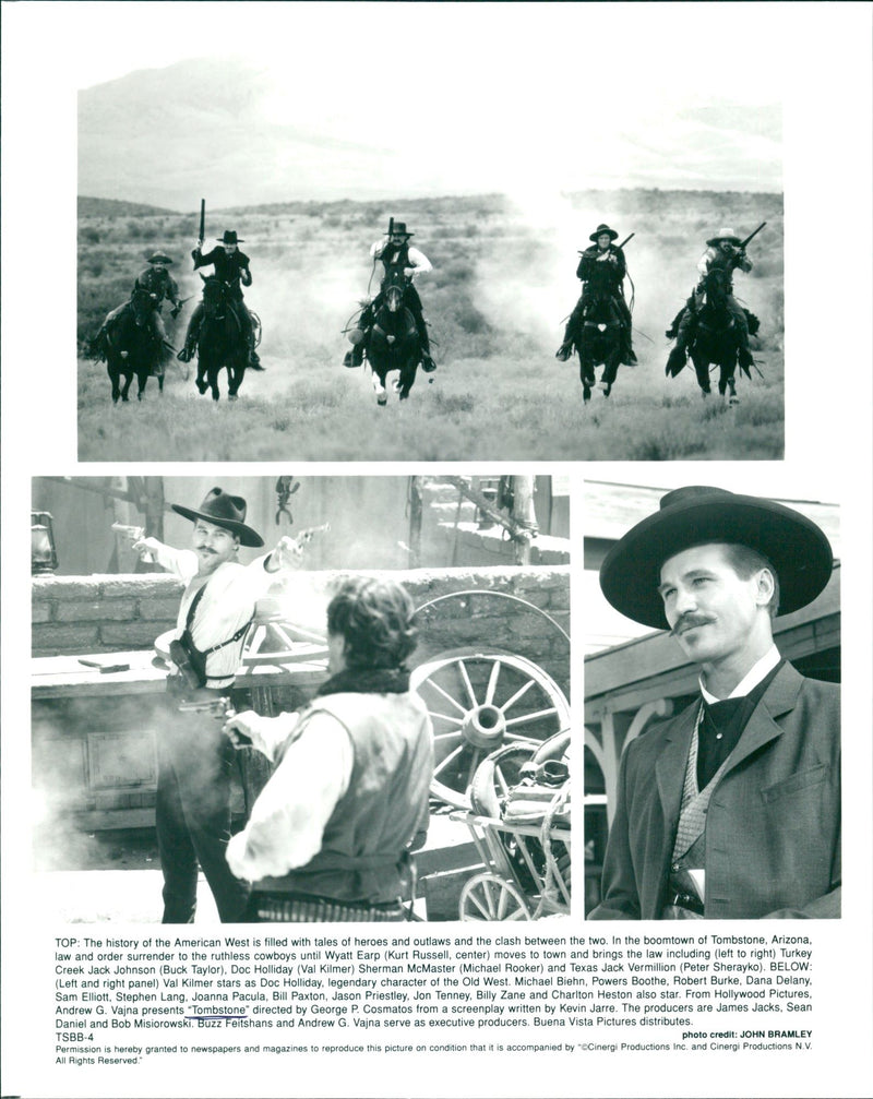 V. Kilmer, K. Russel, B. Taylor, M. Rooker und P. Sheryko im Film "Tombstone" - Vintage Photograph