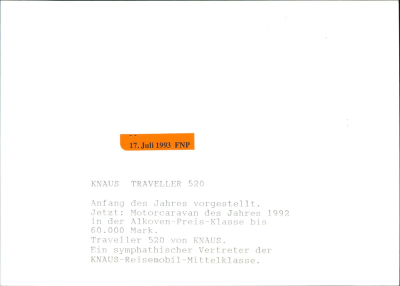 Knaus Traveler 520 - Vintage Photograph