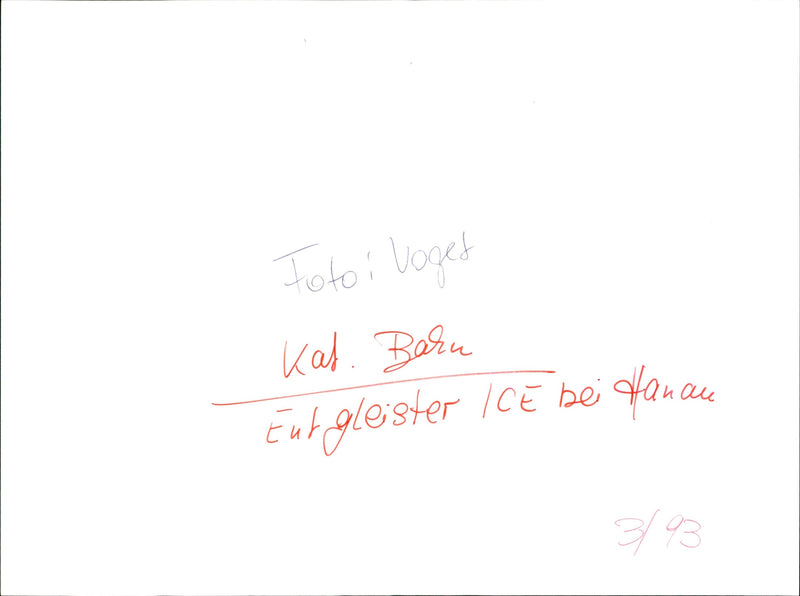 Entgleister ICE "Diamant" bei Hanau, 1993 - Vintage Photograph