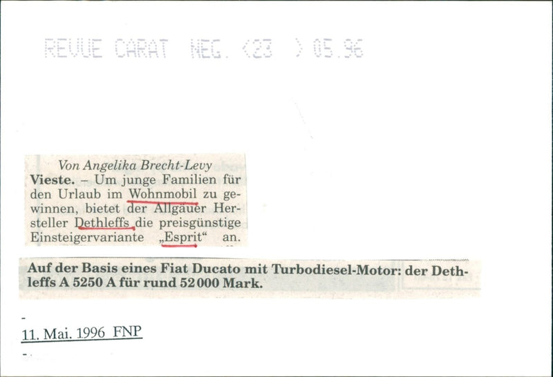 Dethleffs Esprit A 5250 A - Vintage Photograph