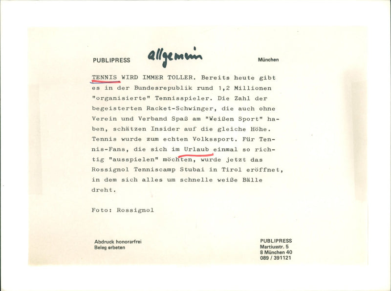 Rossignol tennis camp Stubai - Vintage Photograph