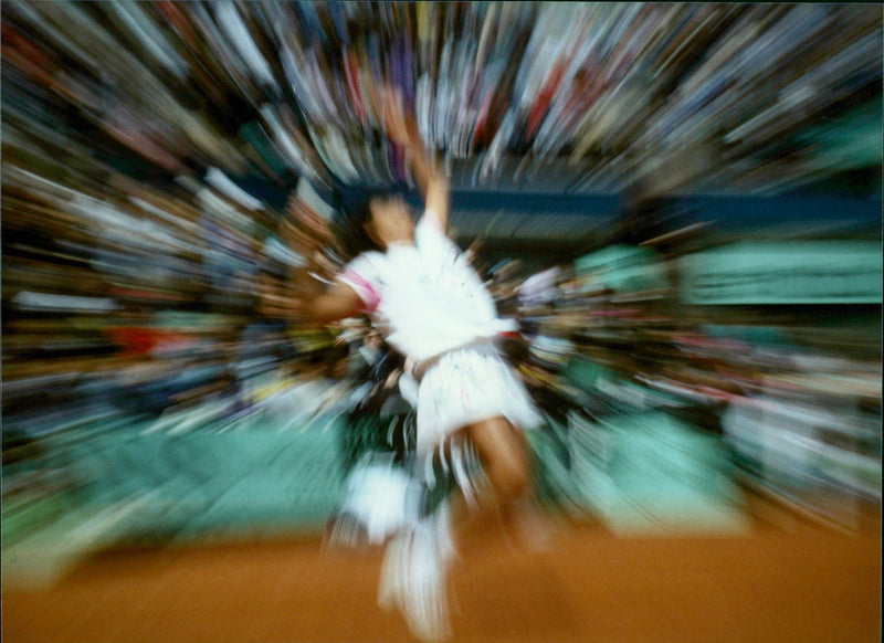 Tennis player on serve - Vintage Photograph