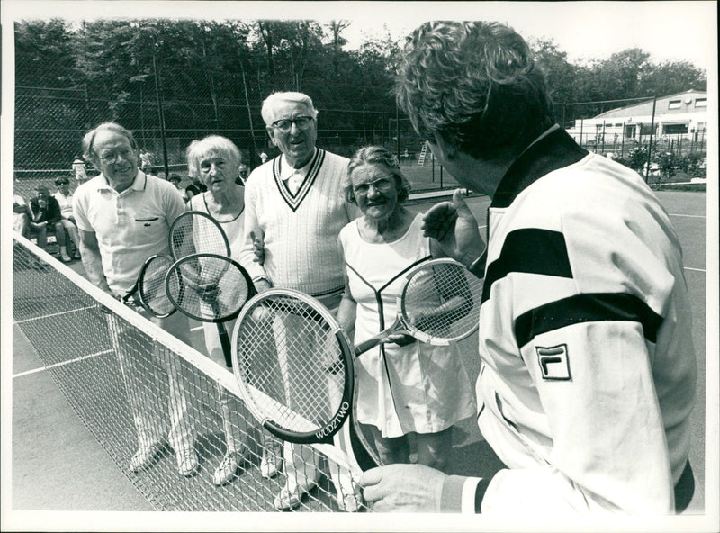 Tennis fans training in the Pötter tennis school - Vintage Photograph