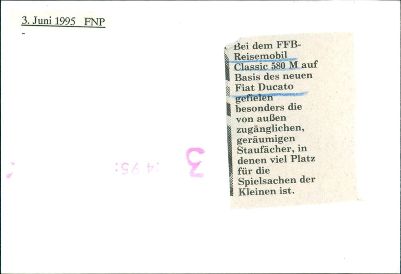 Reisemobil FFB Classic 580 M Turbodiesel - Vintage Photograph