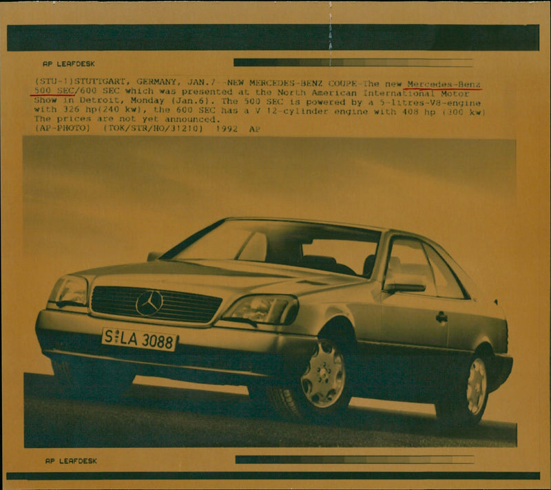 1992 Mercedes-Benz 500 SEC / 600 SEC Coupe - Vintage Photograph