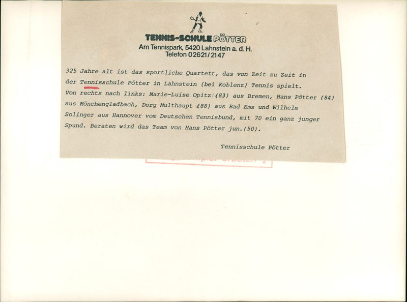 Tennis fans training in the Pötter tennis school - Vintage Photograph