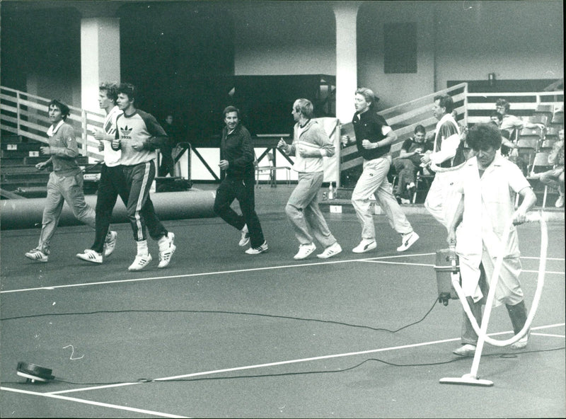 Tennis team during training - Vintage Photograph