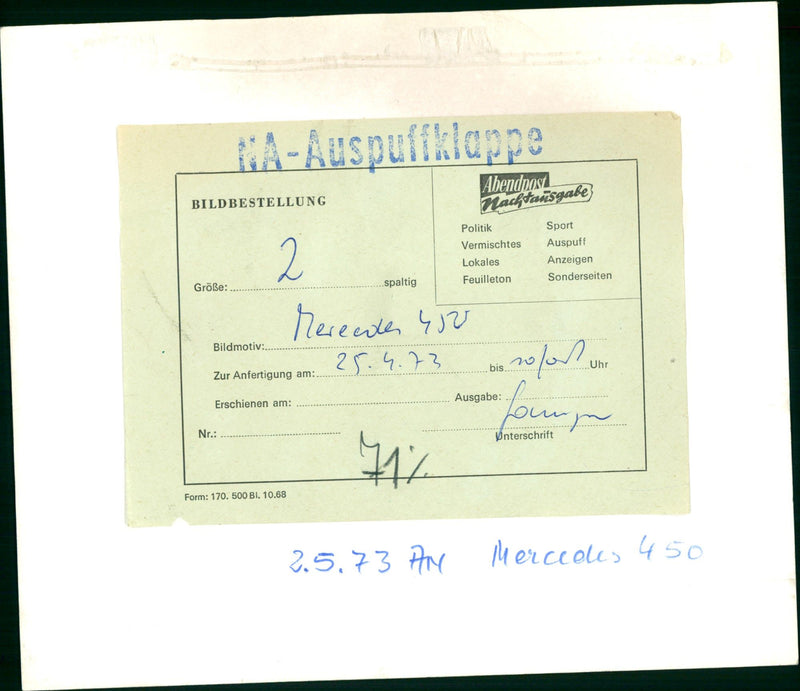 Mercedes-Benz 450 - Vintage Photograph