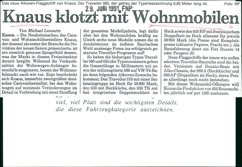 Knaus Traveler 680 - Vintage Photograph