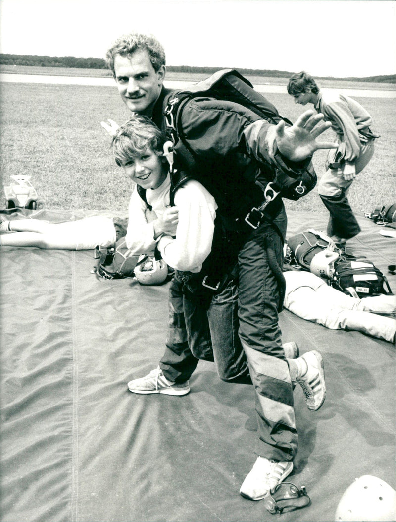 Tandem jumping - Vintage Photograph