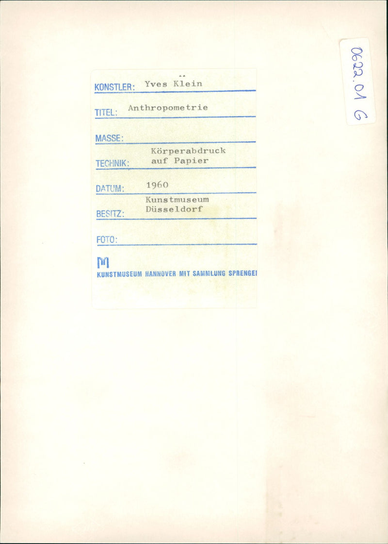 1960 KONSTLER YVES KLEIN ANTHROPOMETRY MASS BODYPRINT TECHNICAL PAPER - Vintage Photograph