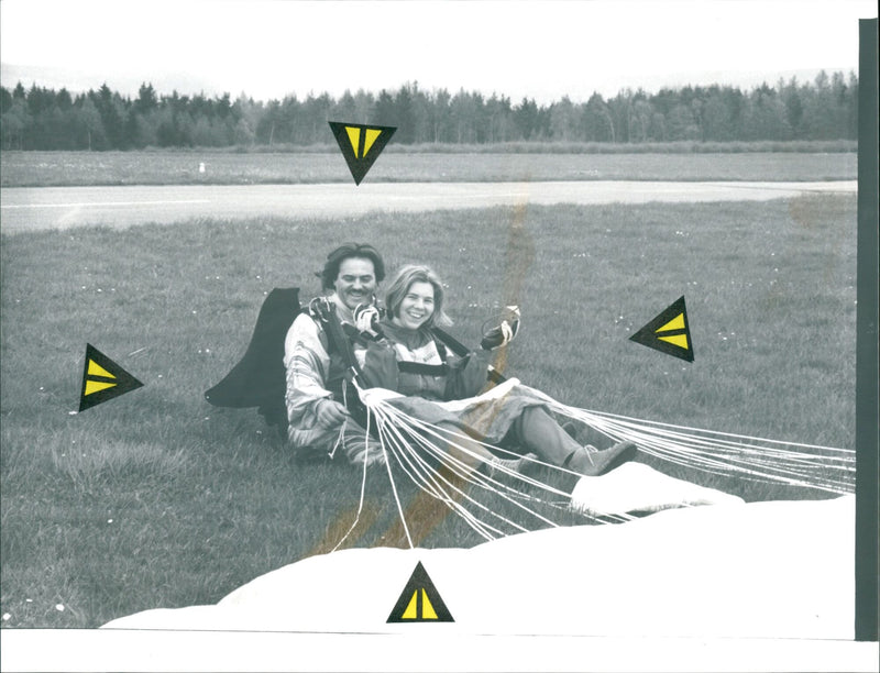 Skydiving in tandem - Vintage Photograph