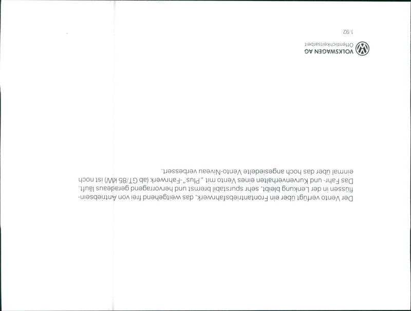 1992 EIN FRONTANTRIEBSFAHRWERK FAHRWERK DER VENTO - Vintage Photograph