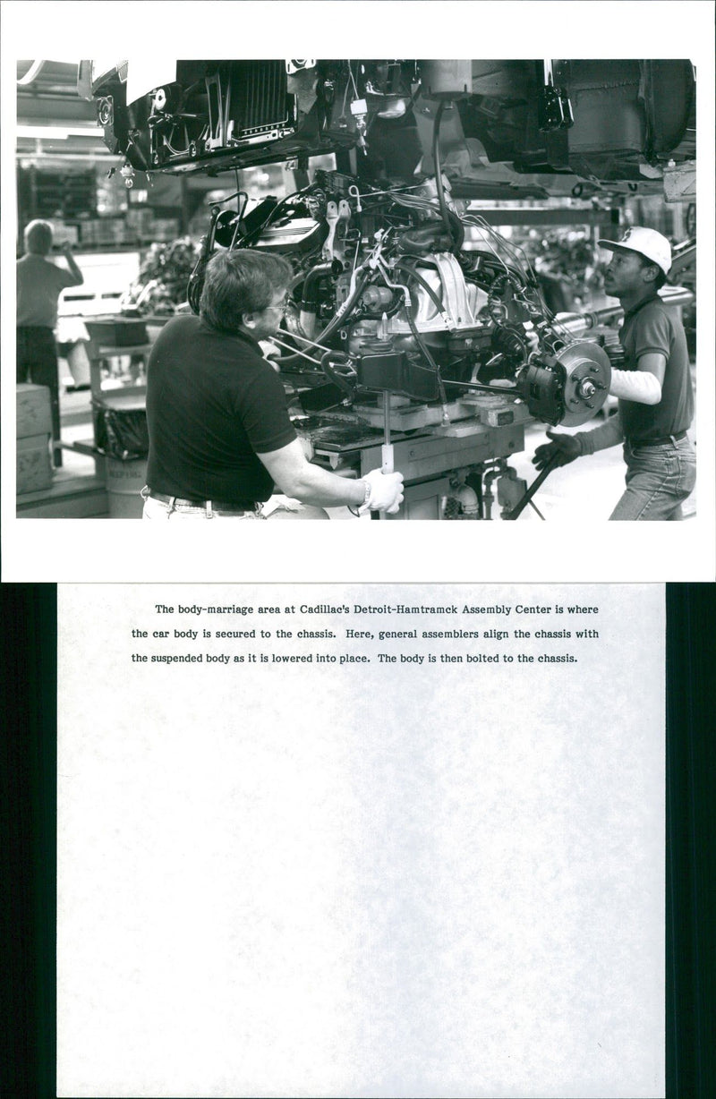 U ALL The body - marriage area at Cadillac's Detroit - Hamtramck Assembly Center - Vintage Photograph