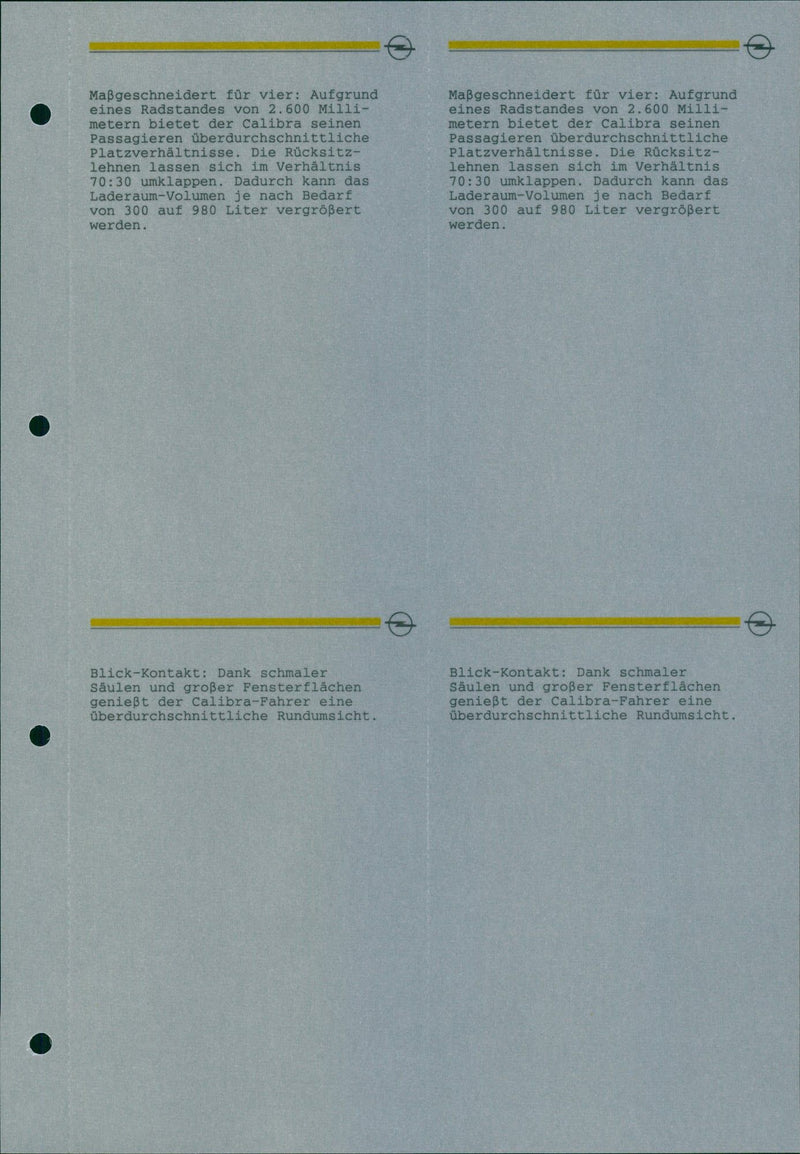 Opel Calibra car manual - Vintage Photograph
