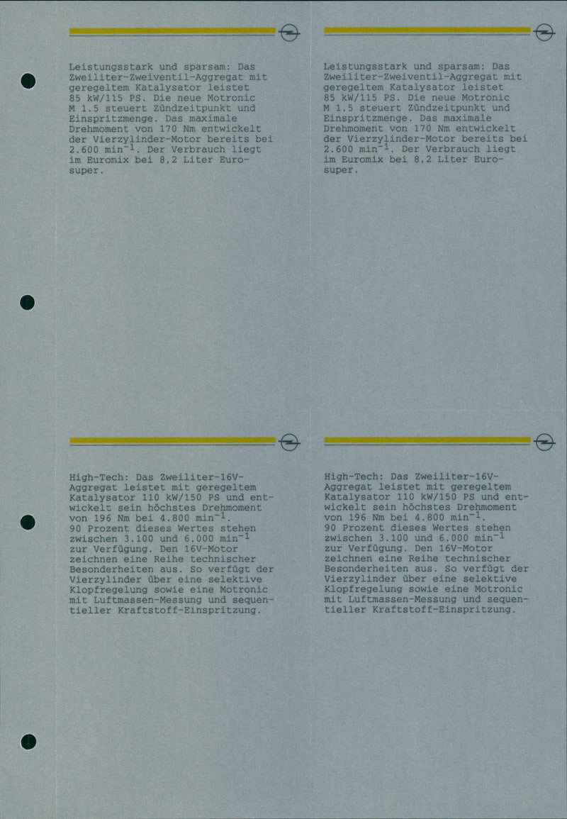 Opel Calibra two liter dual valve. - Vintage Photograph