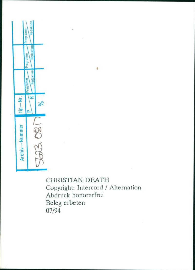 Christian Death - Vintage Photograph