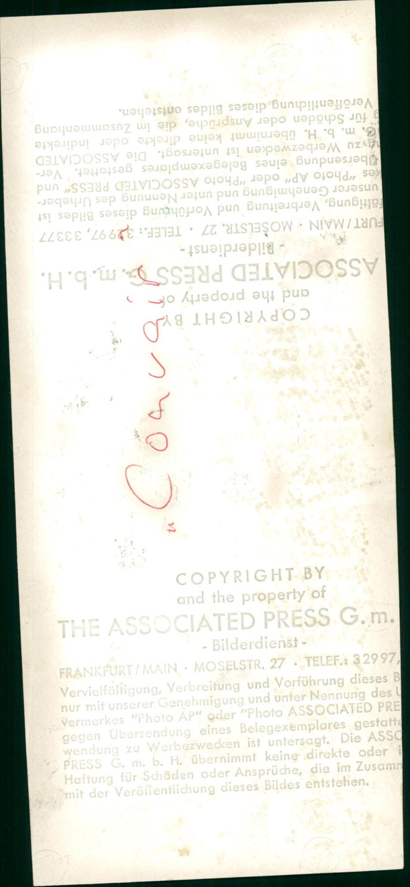 PASS ASSO AGAINST SENDING DOCUMENT ALLOWED NOTE PRESS - Vintage Photograph