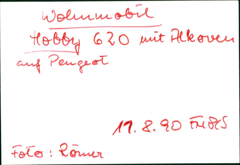 Wohnmobil Hobby 620 - Vintage Photograph