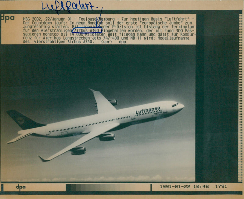 Airbus A340 - Vintage Photograph