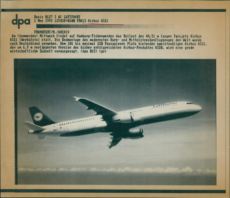 Airbus 321 in the air - Vintage Photograph