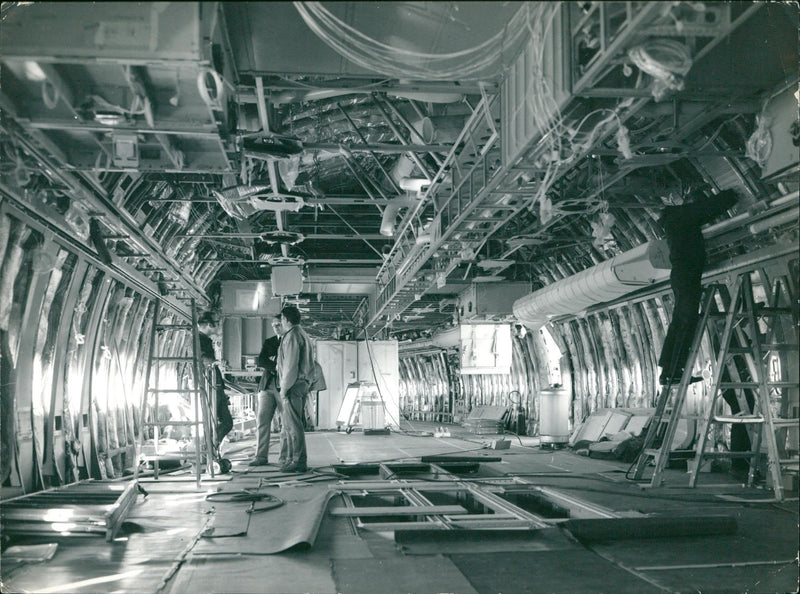 Assembly of a jumbo jet - Vintage Photograph