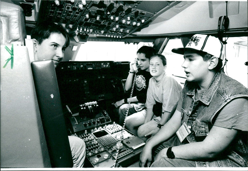 Cockpit of a modern Lufthansa Boeing 747-400 - Vintage Photograph