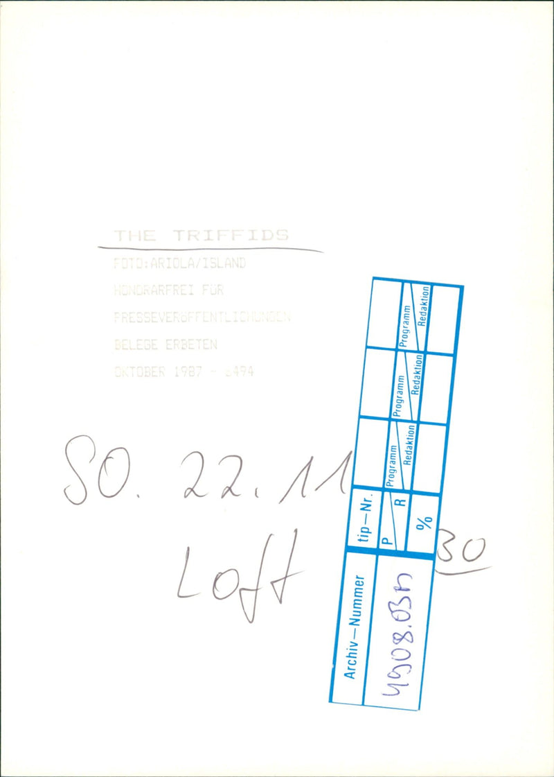 The Triffids - Vintage Photograph