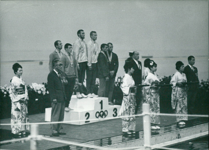 Award ceremony at the Olympic Summer Games in Tokyo - Vintage Photograph