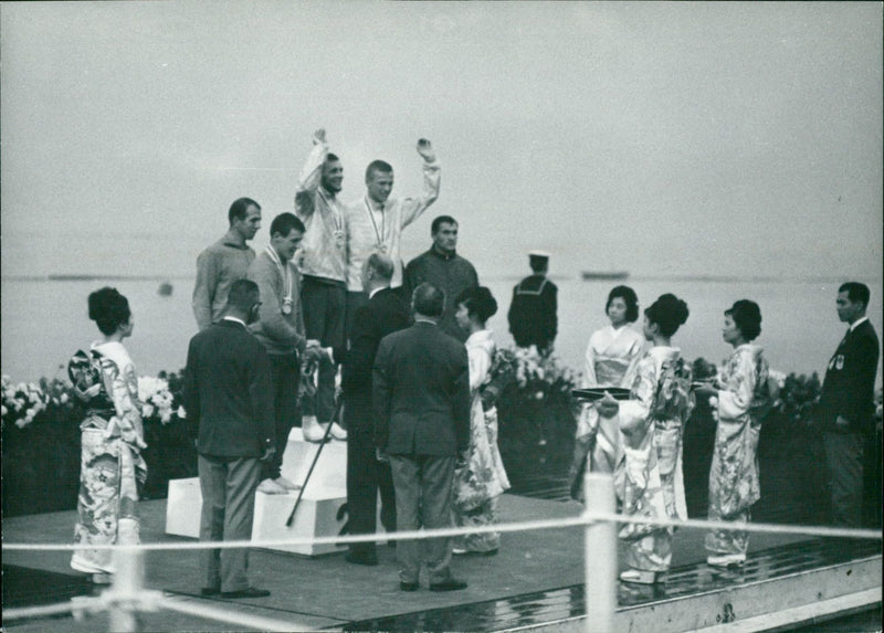 Award ceremony at the Olympic Summer Games in Tokyo - Vintage Photograph