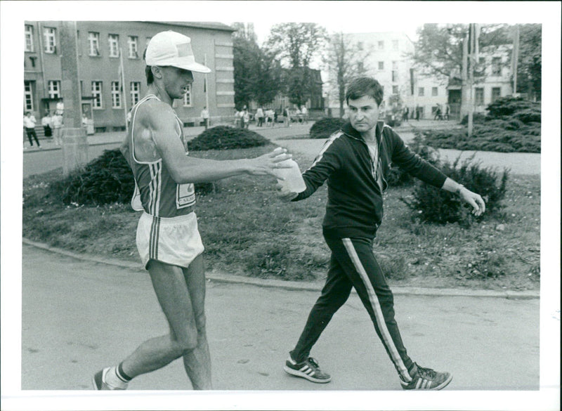 International street walking in Naumburg 1988 - Vintage Photograph
