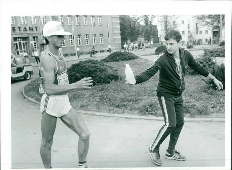 International street walking in Naumburg 1988 - Vintage Photograph