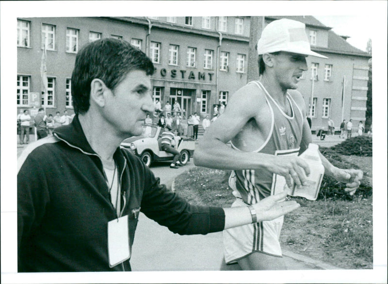 International street walking in Naumburg 1988 - Vintage Photograph