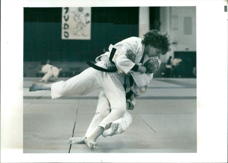 R. Naumann and S. Schmidt at the GDR Judo Championship - Vintage Photograph