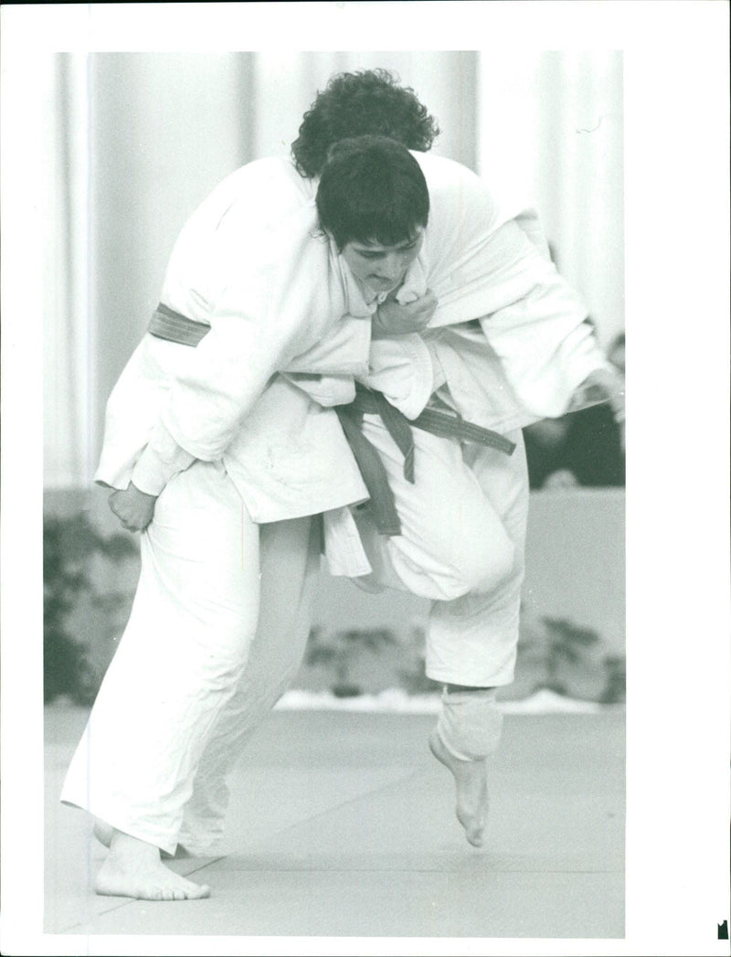 U. Feldmann and C. Godel at the GDR Judo Championship - Vintage Photograph